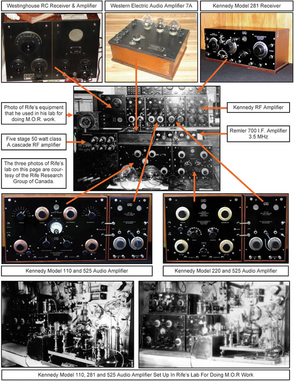 Dr. Rife's equipment layout